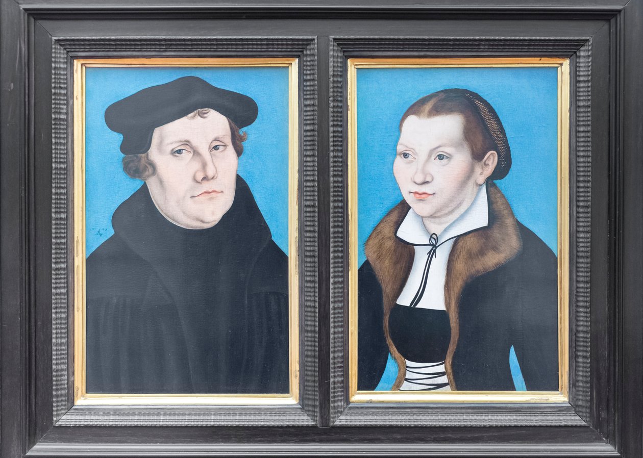 Martti Lutherin ja hänen vaimonsa Katharina von Boran muotokuvia tekijältä Lucas the Elder (workshop of) Cranach