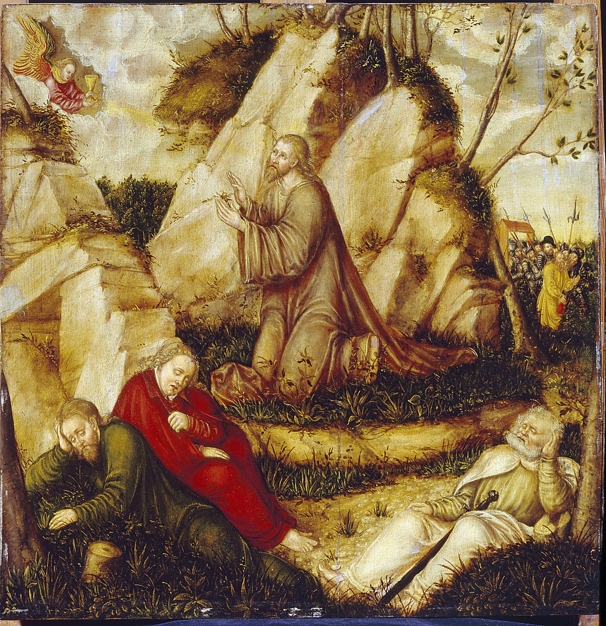 Agony in the Garden of Olives (The Agony in the Garden). Lucas Cranachin, vanhimman, maalaus (1472-1553), öljy puulle. saksalainen taide tekijältä Lucas the Elder Cranach