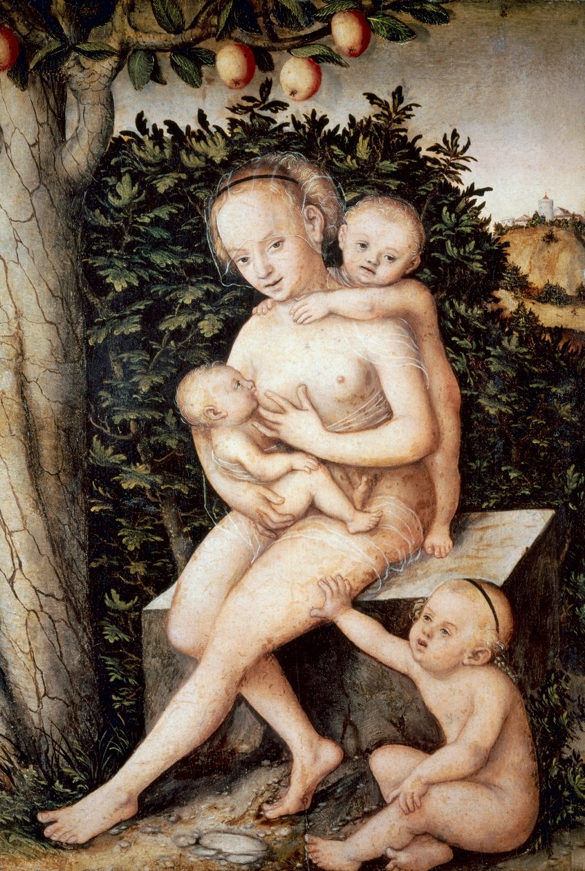 Charite. Lucas Cranach vanhemman (1472-1553) maalaus. Öljy puulle, noin 1537, renessanssi. Antwerpenin kuninkaallinen taidemuseo (Belgia). tekijältä Lucas the Elder Cranach