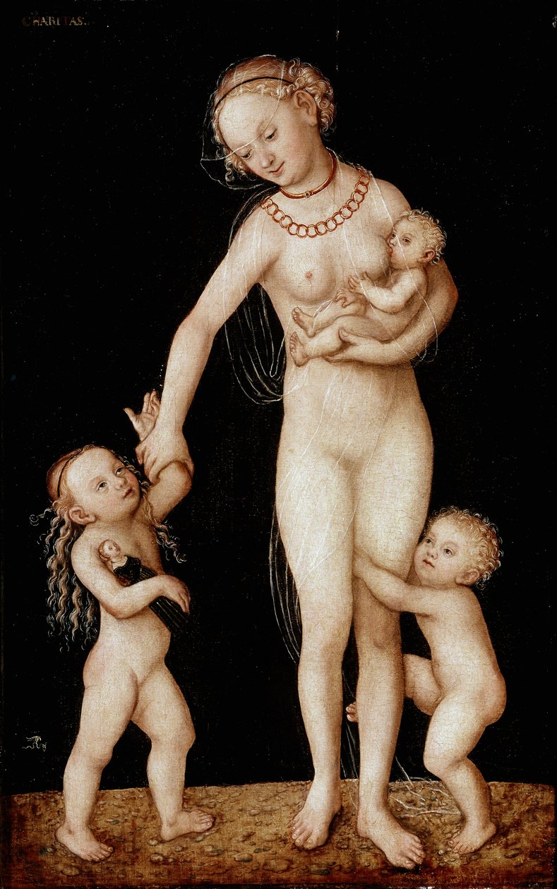 Lucas Cranach vanhemman hyväntekeväisyysmaalaus (1472-1553) su. 56x36 cm Lontoo, National Gallery tekijältä Lucas the Elder Cranach