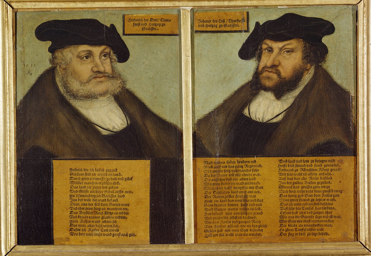 Saksin Fredrik III:n kaksoismuotokuva. tekijältä Lucas the Elder Cranach