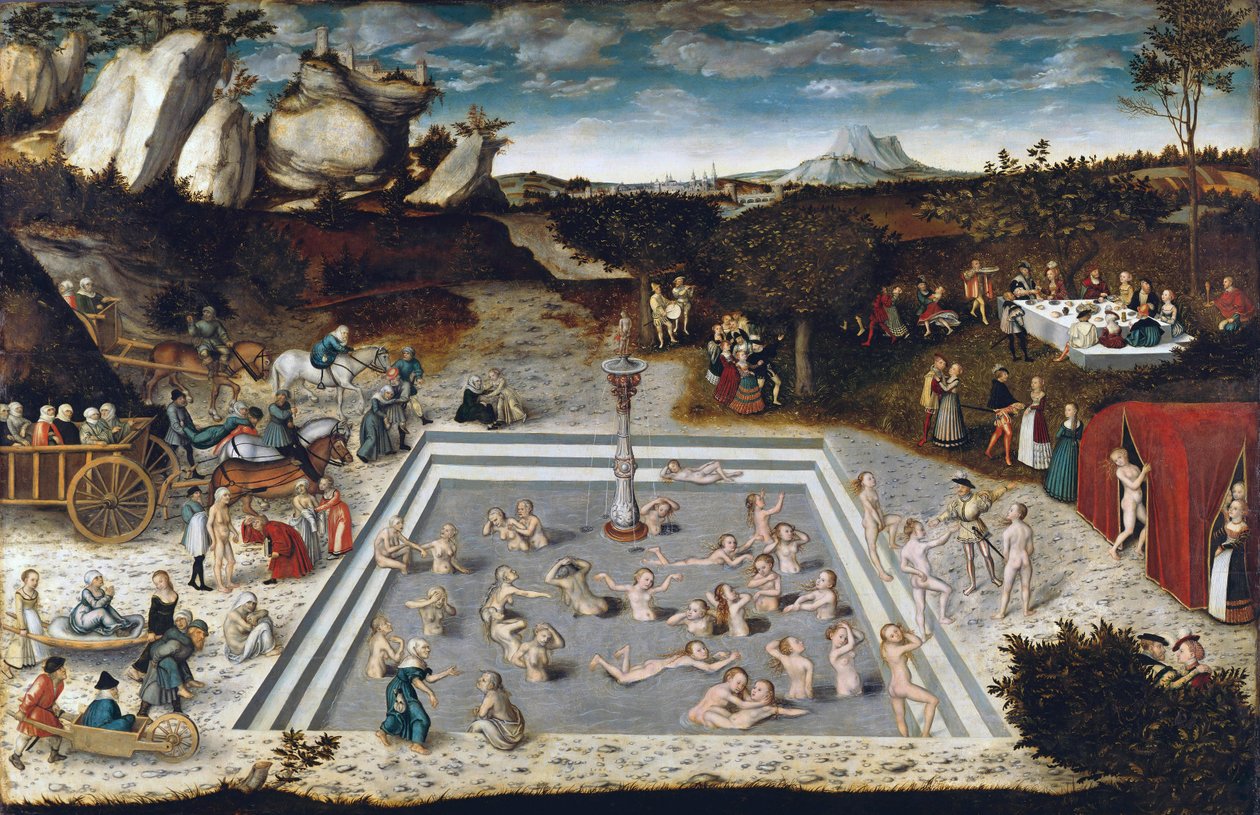Nuoruuden lähde - Nuoruuden lähde, kirjoittanut Cranach, Lucas, vanhempi (1472-1553). Öljy puulle tekijältä Lucas the Elder Cranach