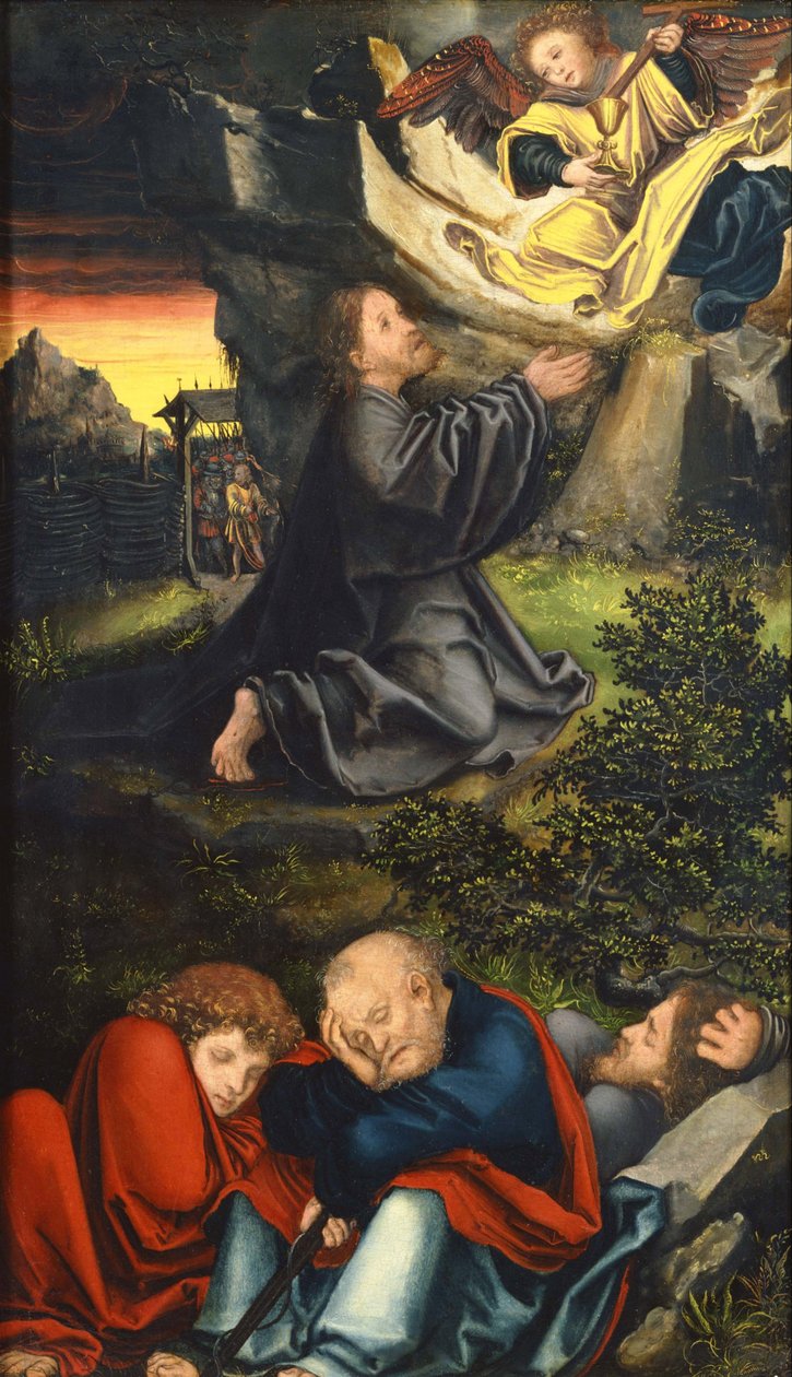 ""Rukous oliivien puutarhassa"" Lucas Cranach vanhemman (1472-1553) maalaus noin vuodelta 1518 National Museum of Western Art, Tokio Japani tekijältä Lucas the Elder Cranach