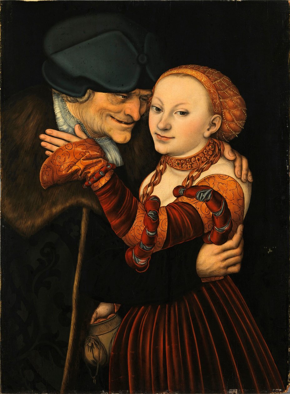 "" Le couple mal assorti "" (Epätasa-arvoinen pari) Lucas Cranach l