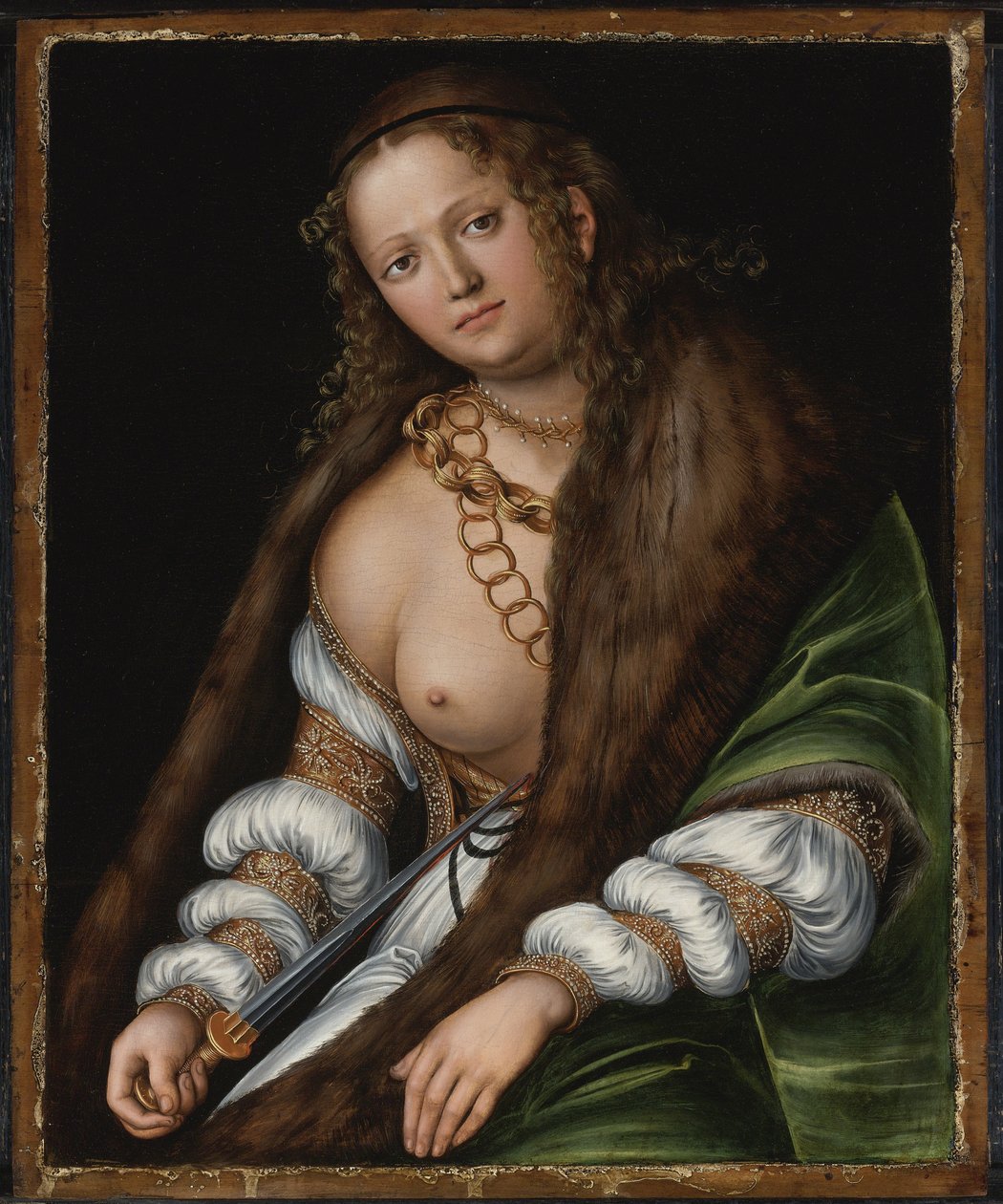 Lucrece - Lucretia par Cranach, Lucas, vanhempi (1472-1553). Öljy puulle, koko : 60,3x48,9, , Yksityiskokoelma tekijältä Lucas the Elder Cranach