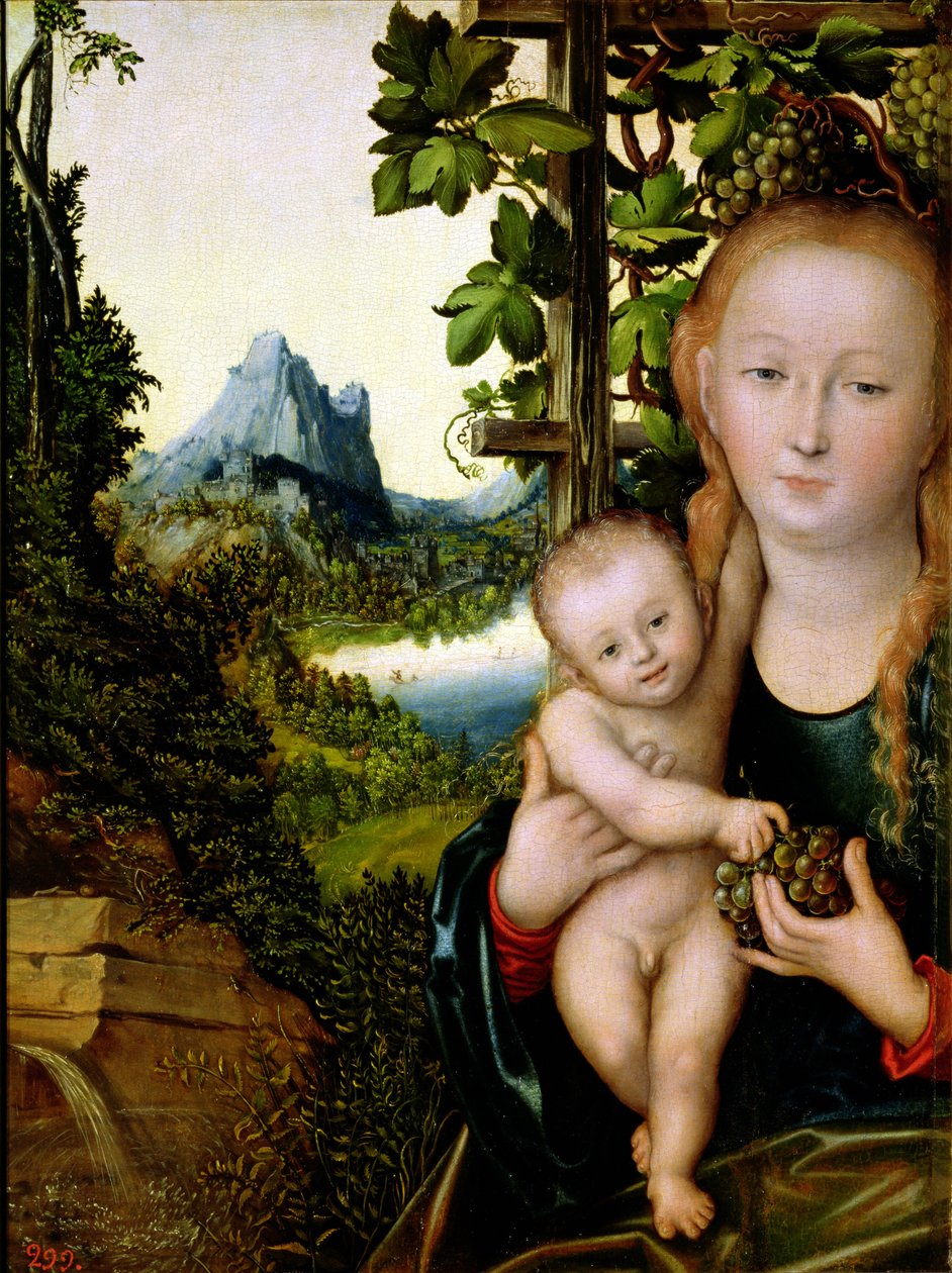 Madonna ja lapsi, n. 1525 (öljy puulle) tekijältä Lucas the Elder Cranach