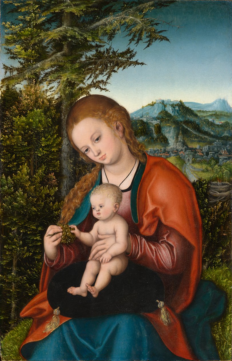 Madonna ja lapsi maisemassa, n. 1518 (öljy paneelille) tekijältä Lucas the Elder Cranach