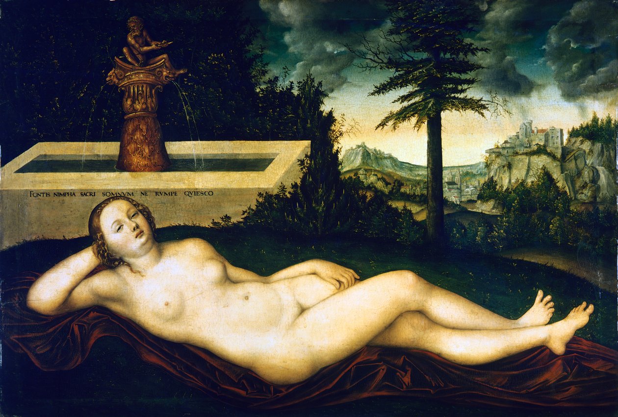 Nymfi suihkulähteellä tekijältä Lucas the Elder Cranach
