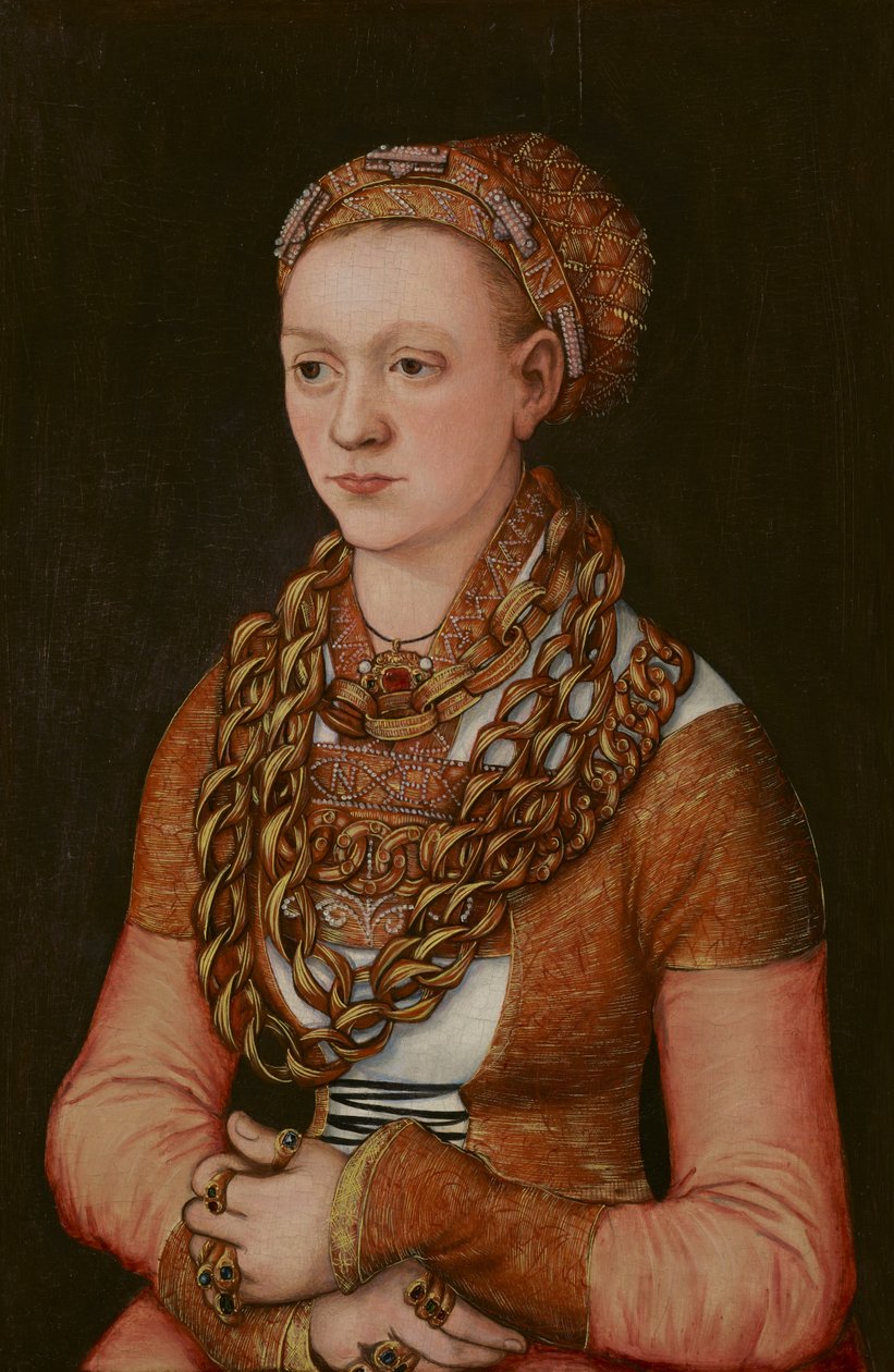 Anna Buchnerin muotokuva, os. Lindacker, n. 1520 (öljy paneelille) (katso myös 3710993) tekijältä Lucas the Elder Cranach