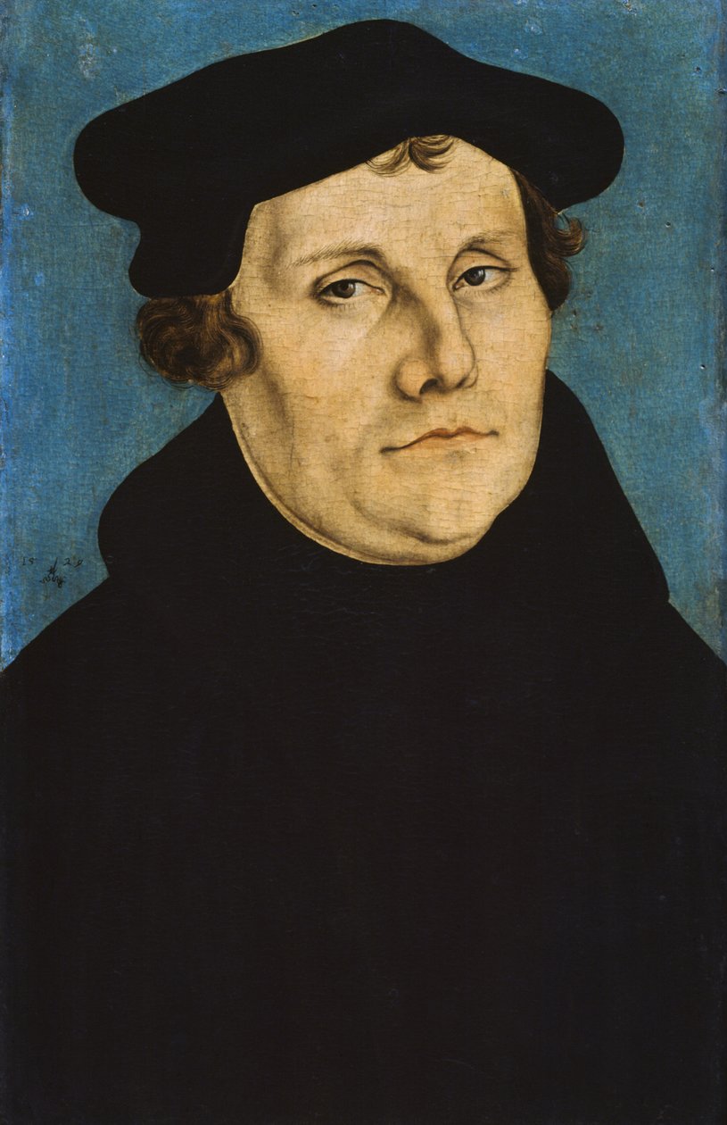 Martin Lutherin (1483-1546), saksalaisen teologin muotokuva tekijältä Lucas the Elder Cranach