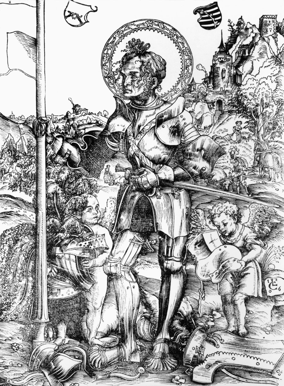 St. George (puupiirros) (m/w kuva) tekijältä Lucas the Elder Cranach