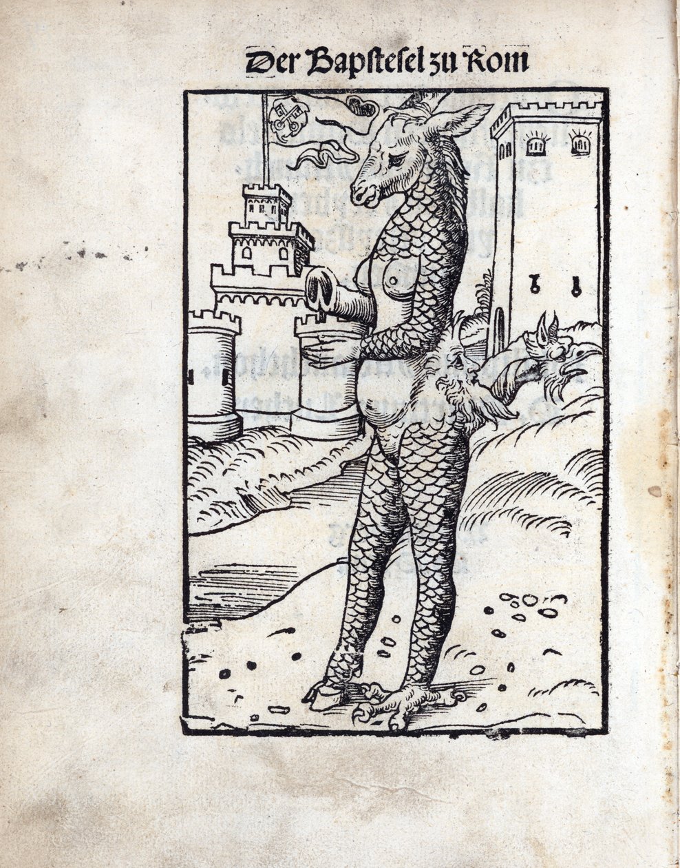 Cranach, Lucas, vanhempi (1472-1553), Bapstesel zu Rom (Paavin Asse tai Rooman paavi Asse). Puupiirros tekijältä Lucas the Elder Cranach