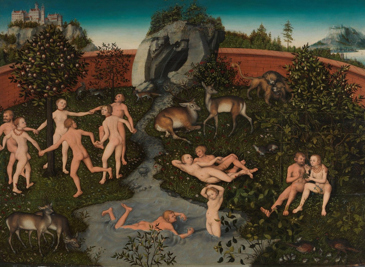 Kultainen aika, n. 1534 (öljy puulle) tekijältä Lucas the Elder Cranach