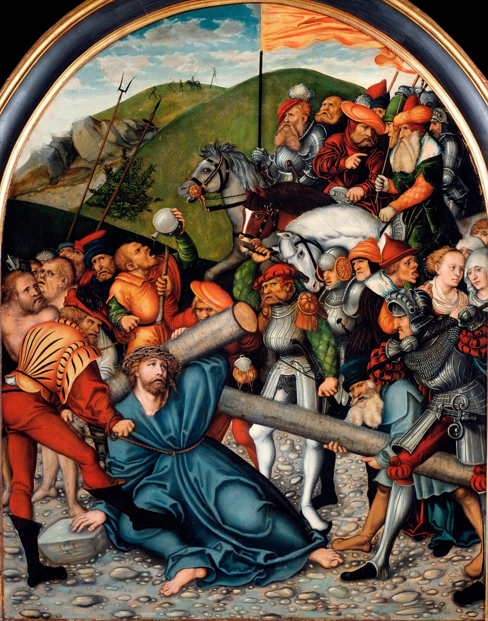 Lucas Cranach vanhemman (1472-1553) kiipeäminen Golgatalle. 1538. Dim. 107x84 cm Wien. Taidehistoriallinen museo tekijältä Lucas the Elder Cranach