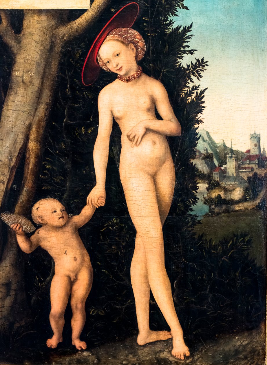 Venus ja Amor varastamassa hunajaa, yksityiskohta tekijältä Lucas the Elder Cranach
