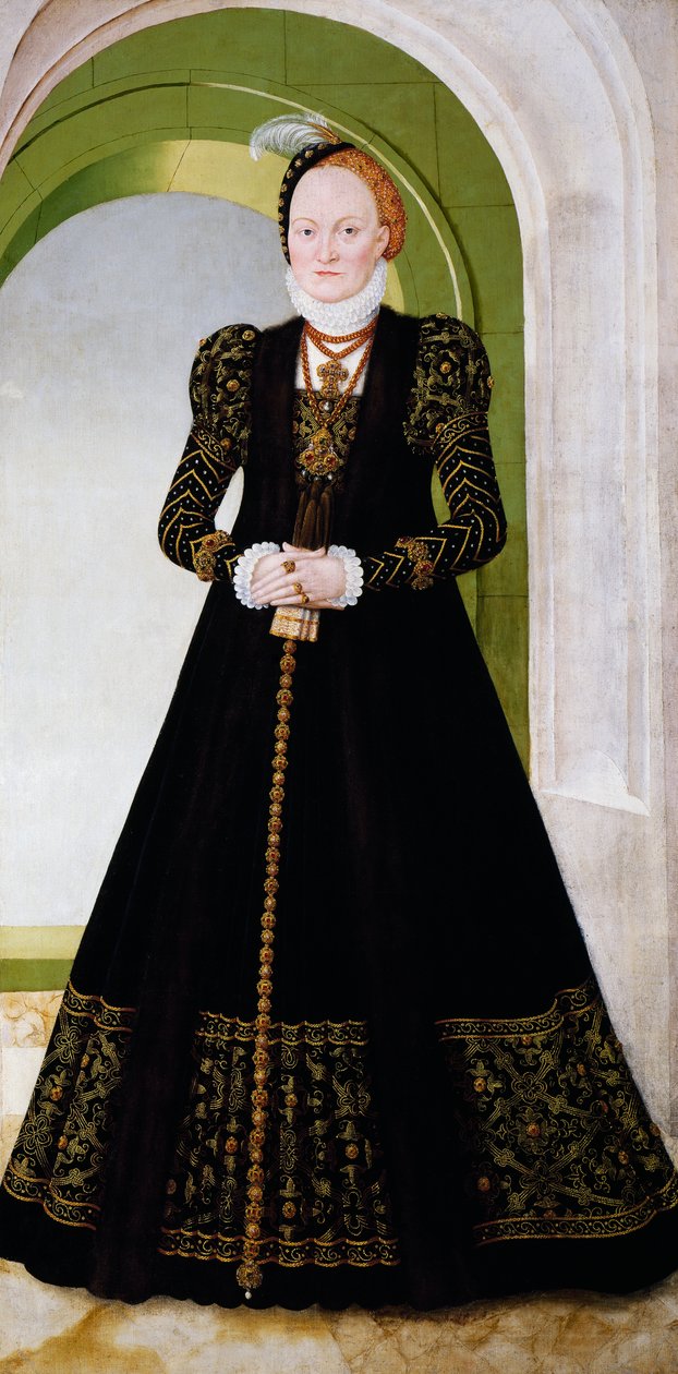 Tanskan Anna, Saksin prinssi Augustuksen vaimo, Saksin vaaliruhtinas tekijältä Lucas the Younger Cranach