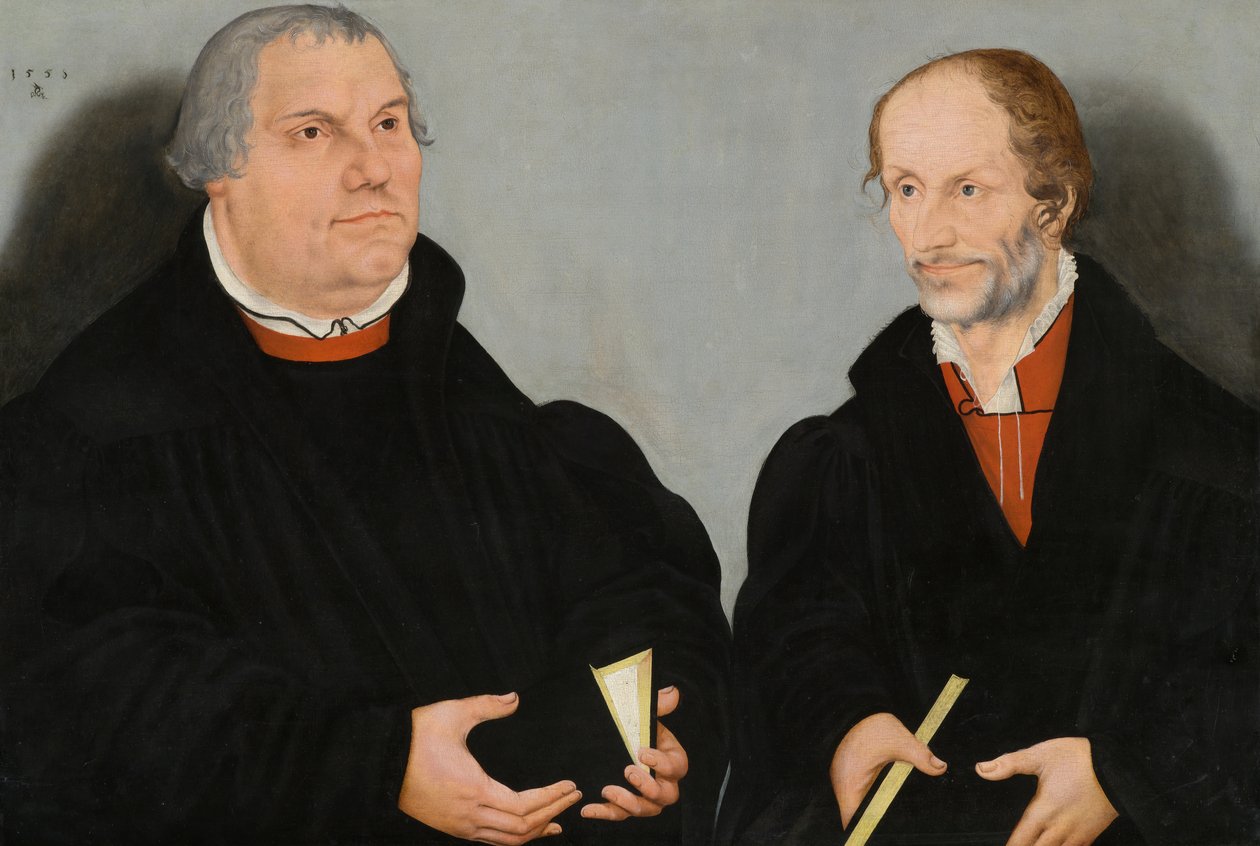 Martin Luther (1483-1546) ja Philipp Melanchthon (1497-1560) tekijältä Lucas the Younger Cranach