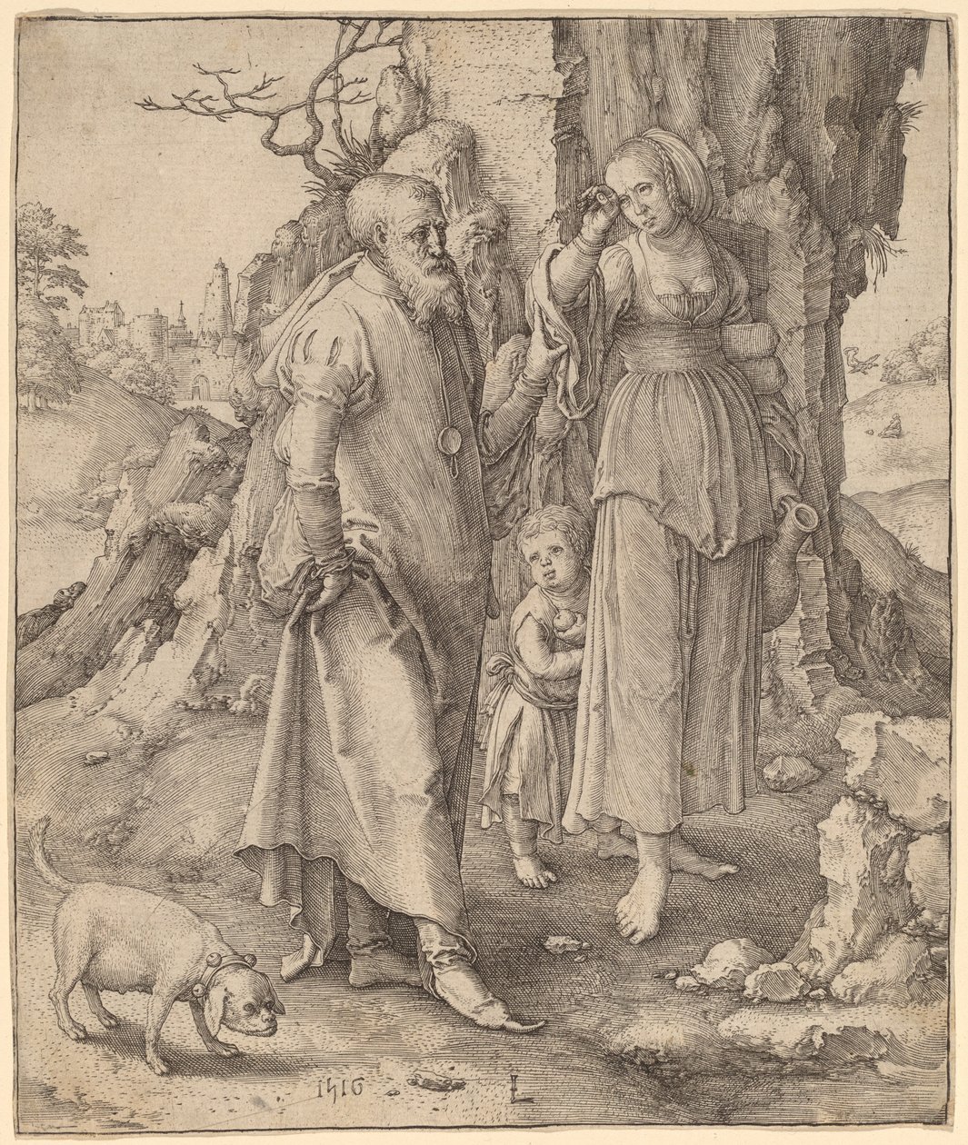 Abraham kieltää Hagarin tekijältä Lucas van Leyden