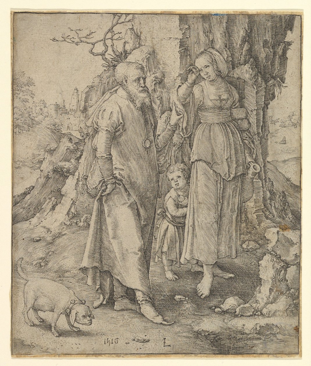 Abraham lähettää pois Hagarin, 1516. tekijältä Lucas van Leyden