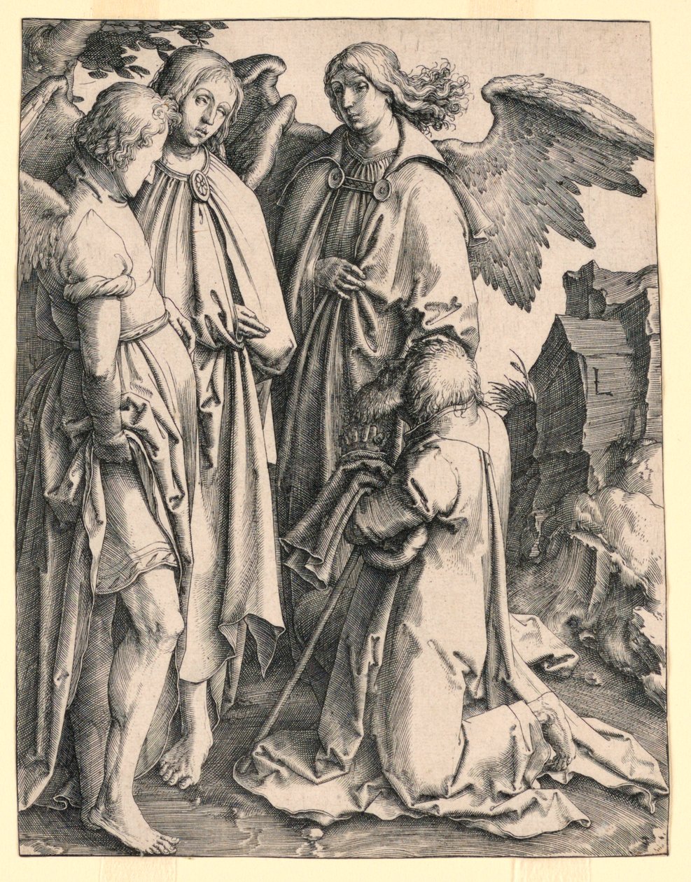 Abraham ja kolme enkeliä tekijältä Lucas van Leyden