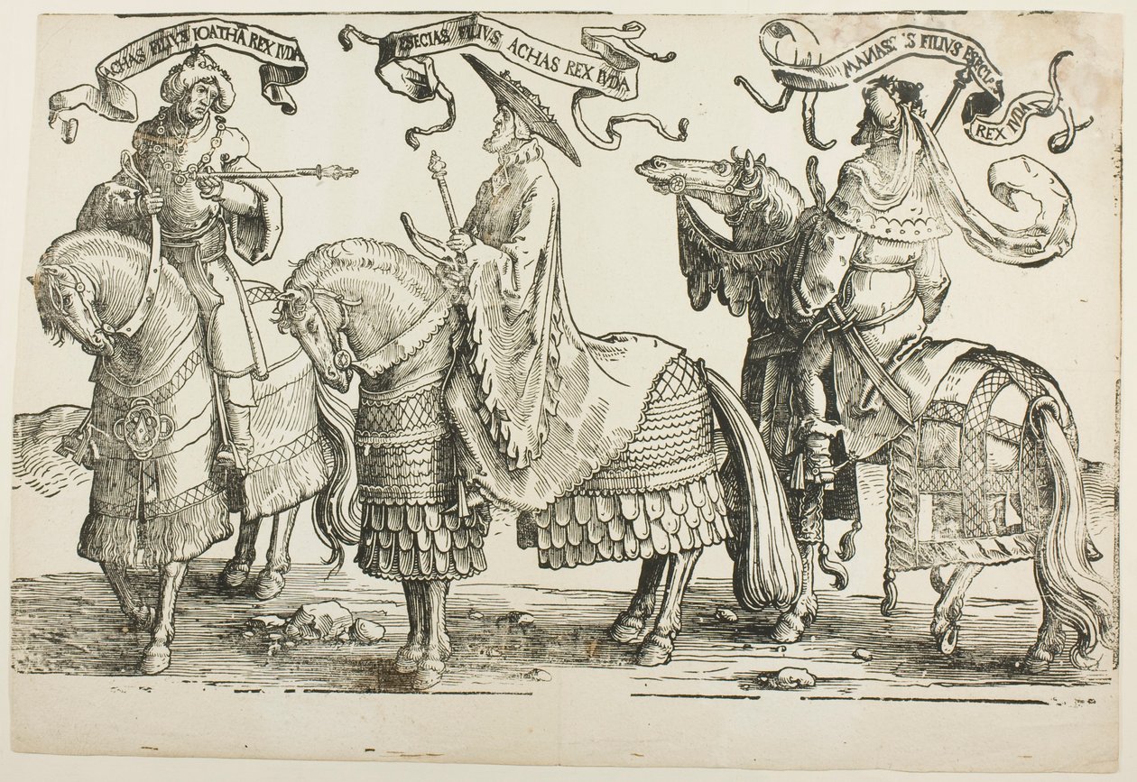 Ahas, Hiskia, Manasses, levy neljä, Israelin kahdestatoista kuninkaasta tekijältä Lucas van Leyden