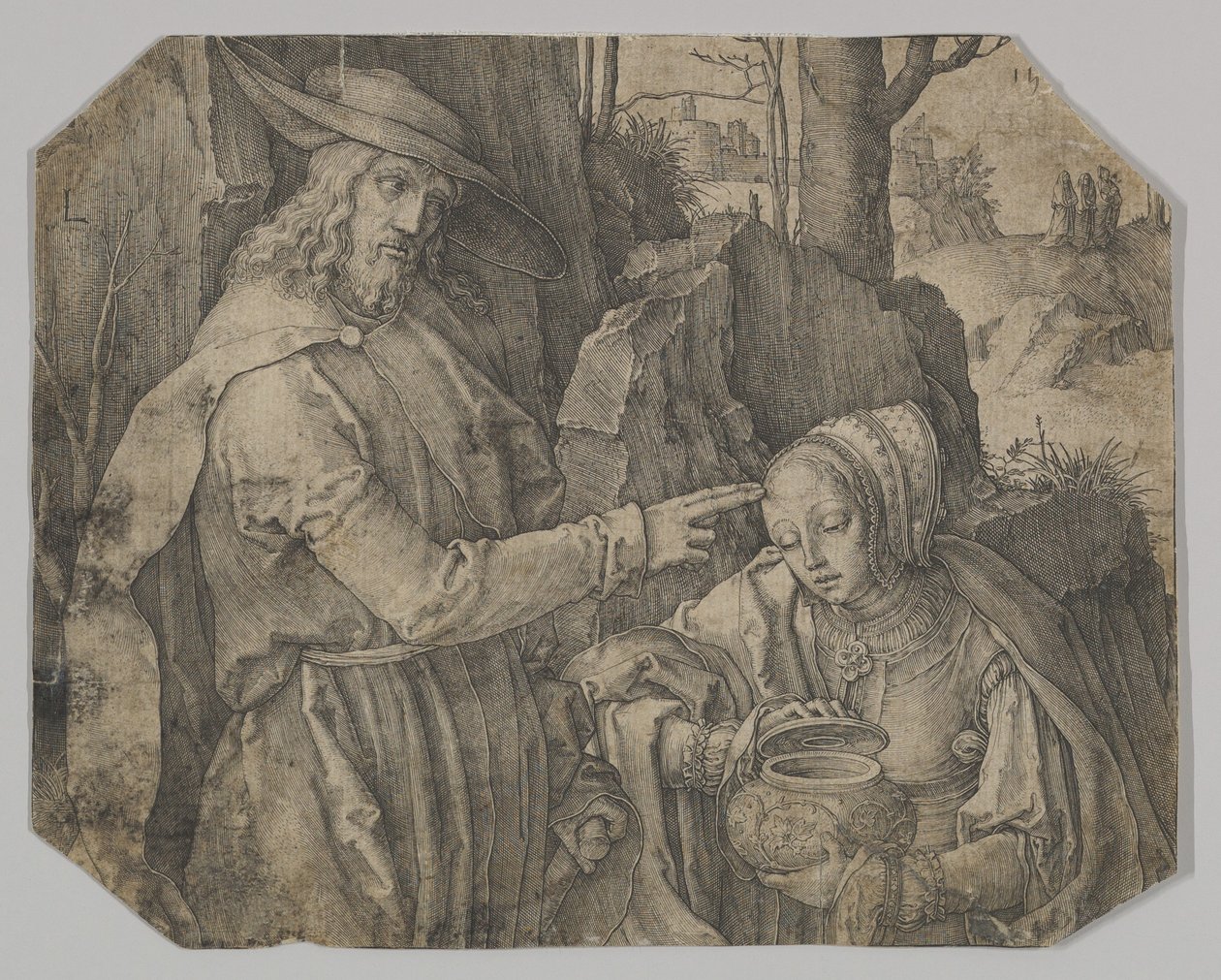 Kristus ilmestyy Pyhälle Maria Magdaleenalle puutarhurina, 1519. tekijältä Lucas van Leyden