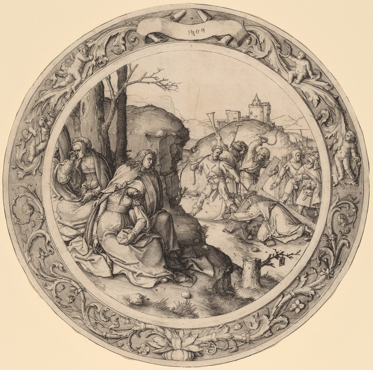 Kristus kantaa ristiä tekijältä Lucas van Leyden