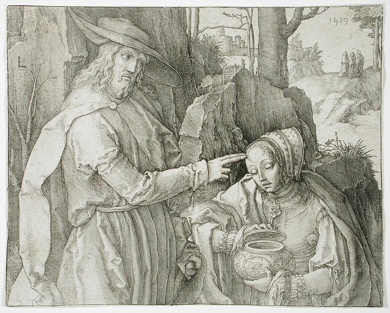 Kristus ilmestyy puutarhurina pyhälle Maria Magdaleenalle tekijältä Lucas van Leyden