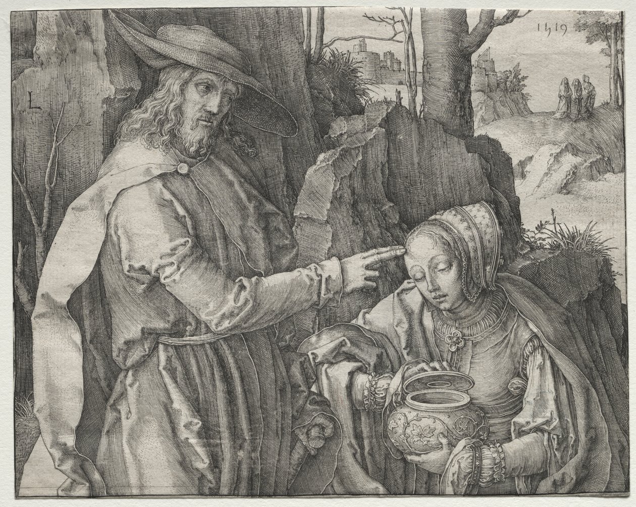 Kristus puutarhurina ilmestyy Pyhälle Maria Magdalenalle tekijältä Lucas van Leyden