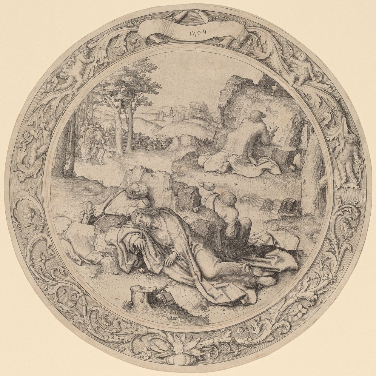 Kristus Getsemanessa (Agony in the Garden) tekijältä Lucas van Leyden