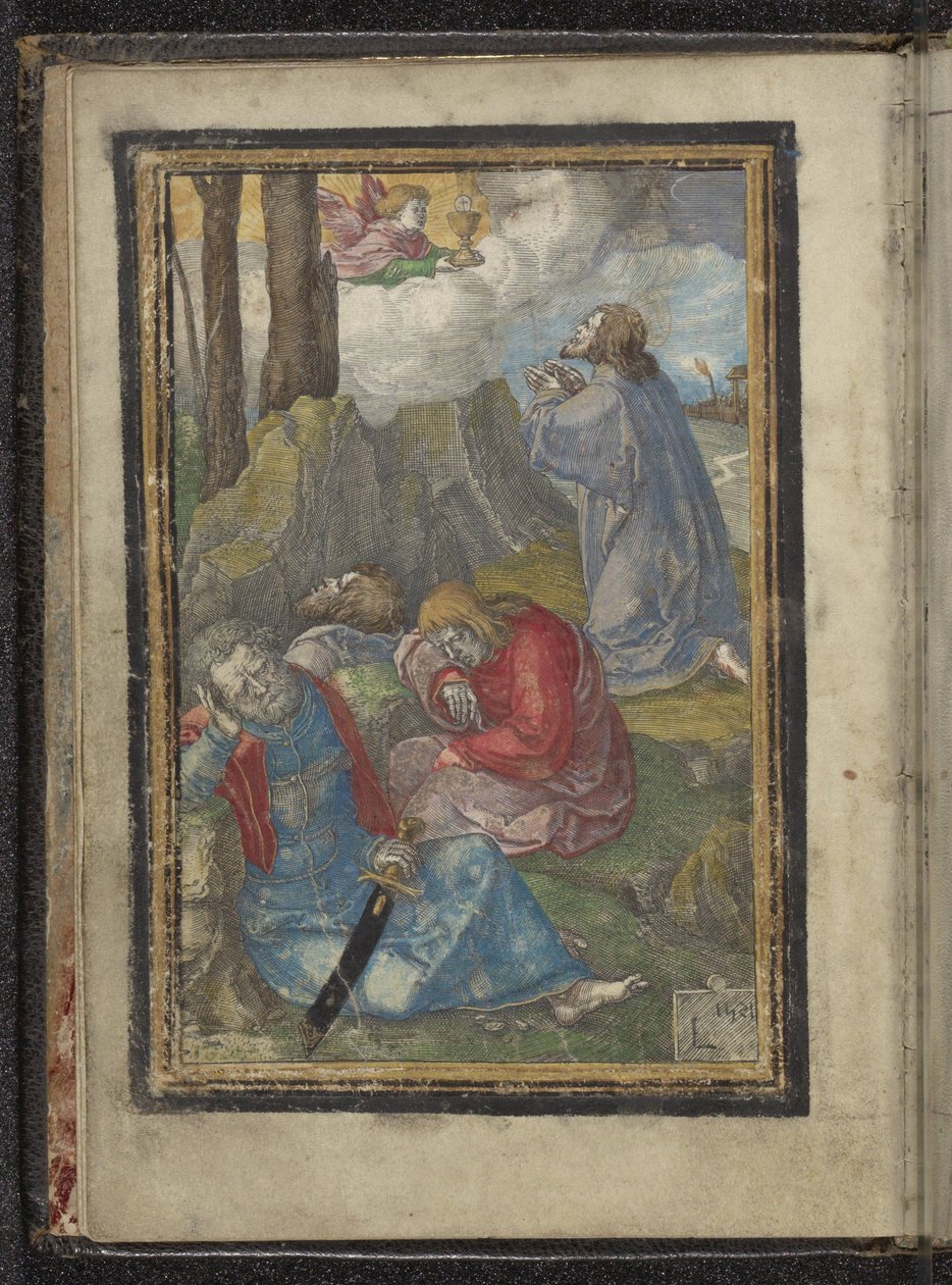 Kristus Getsemanen pihassa Passion of Christ (sarjan nimi) tekijältä Lucas van Leyden