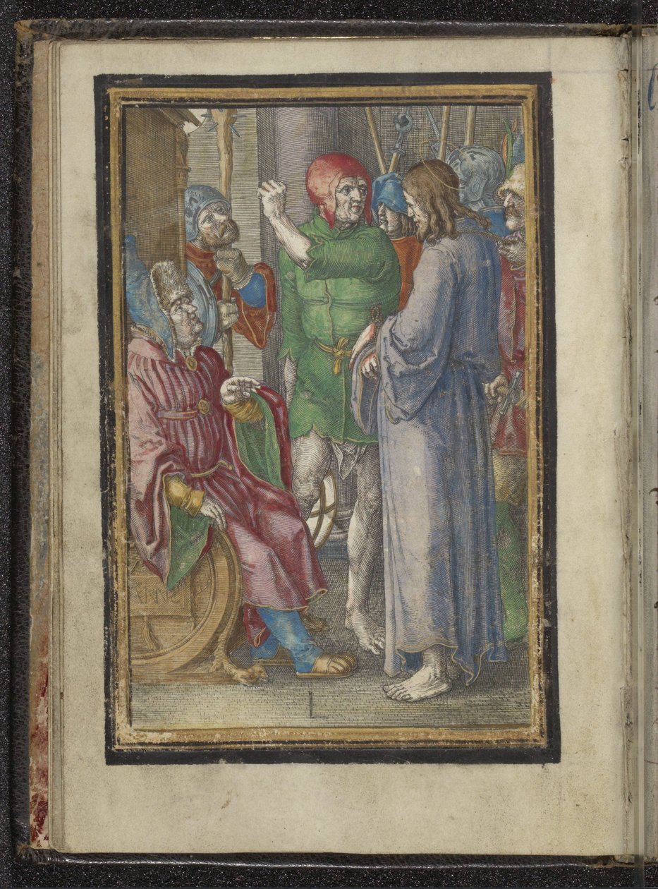 Kristus Hannaksen edessä Passion of Christ (sarjan nimi) tekijältä Lucas van Leyden