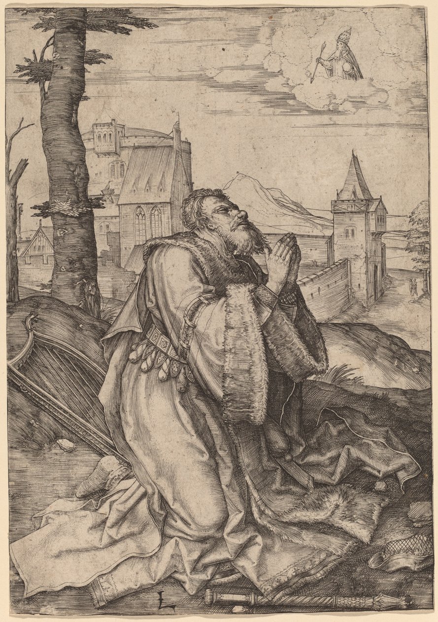 David rukoilee tekijältä Lucas van Leyden