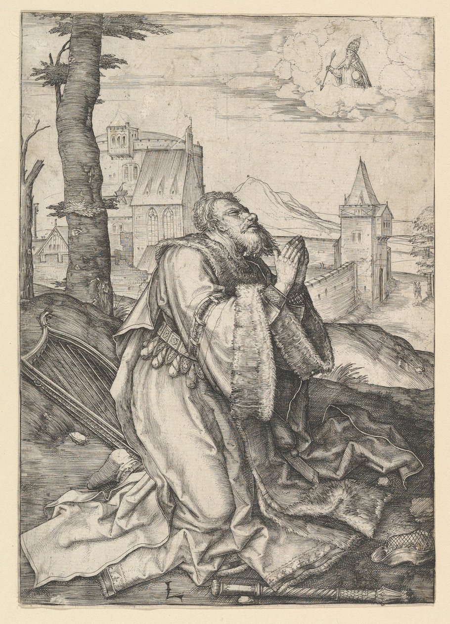 David rukoilee, n. 1507. tekijältä Lucas van Leyden