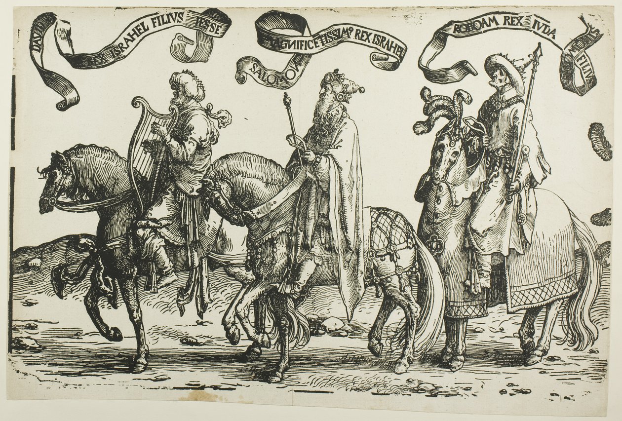 Daavid, Salomo, Rehabeam, levy yksi, Israelin kahdestatoista kuninkaasta tekijältä Lucas van Leyden