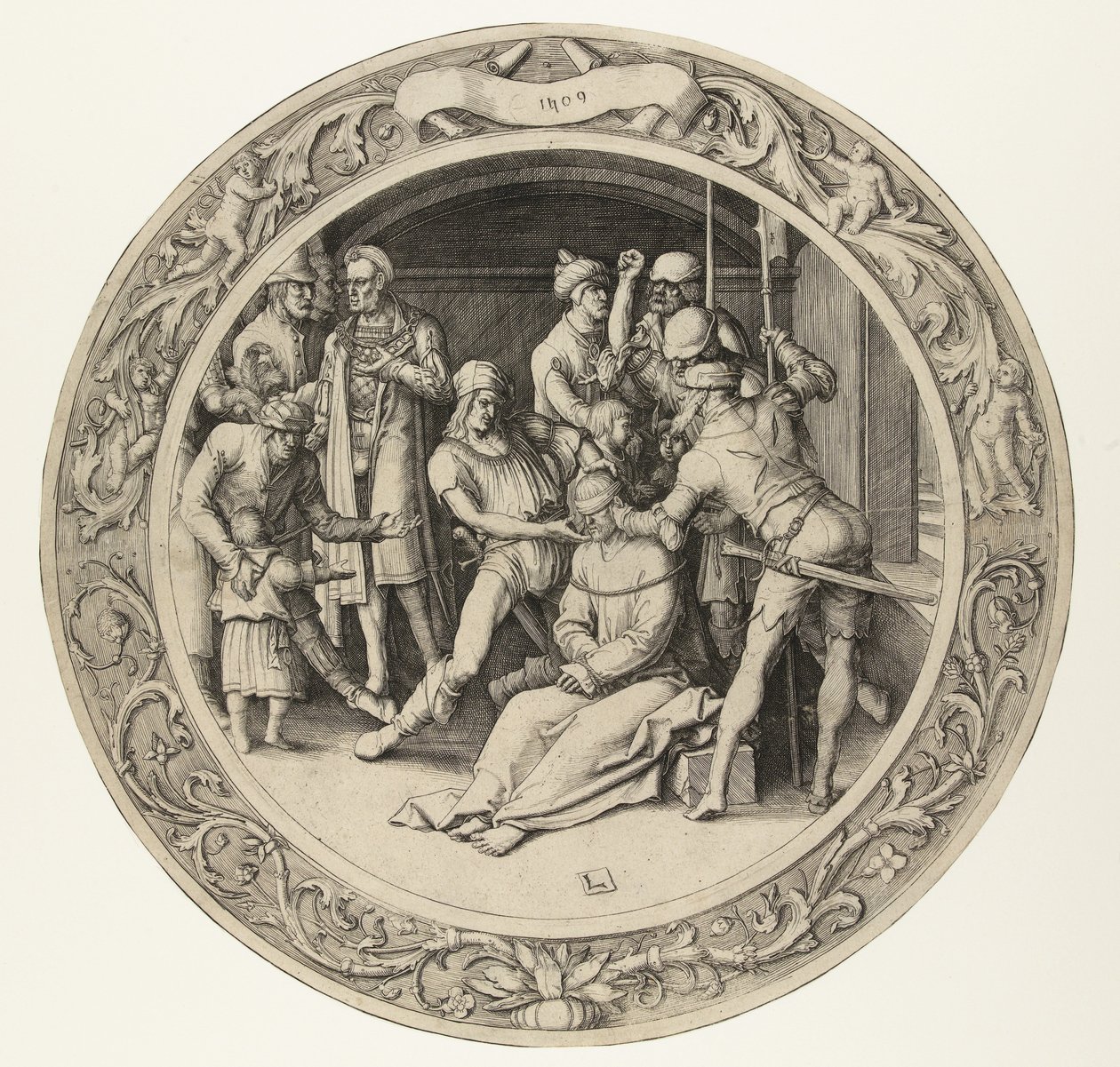 Kristuksen pilkkaaminen The Round Passion (sarjan nimi) tekijältä Lucas van Leyden