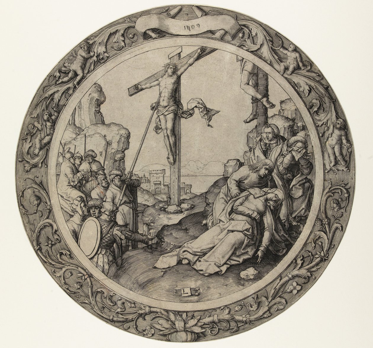 Ristiinnaulitseminen The Round Passion (sarjan nimi) tekijältä Lucas van Leyden