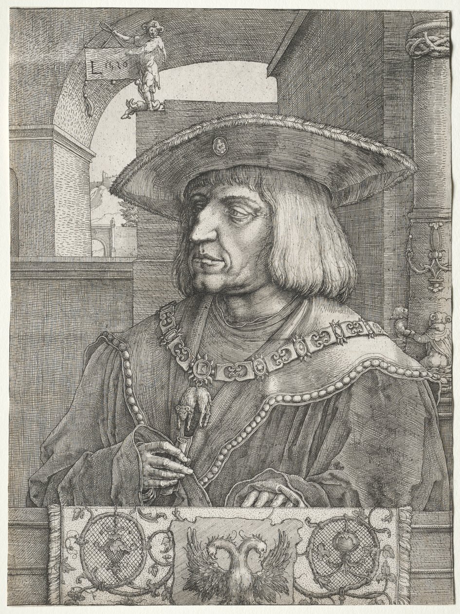 Keisari Maximilian I, 1520. tekijältä Lucas van Leyden