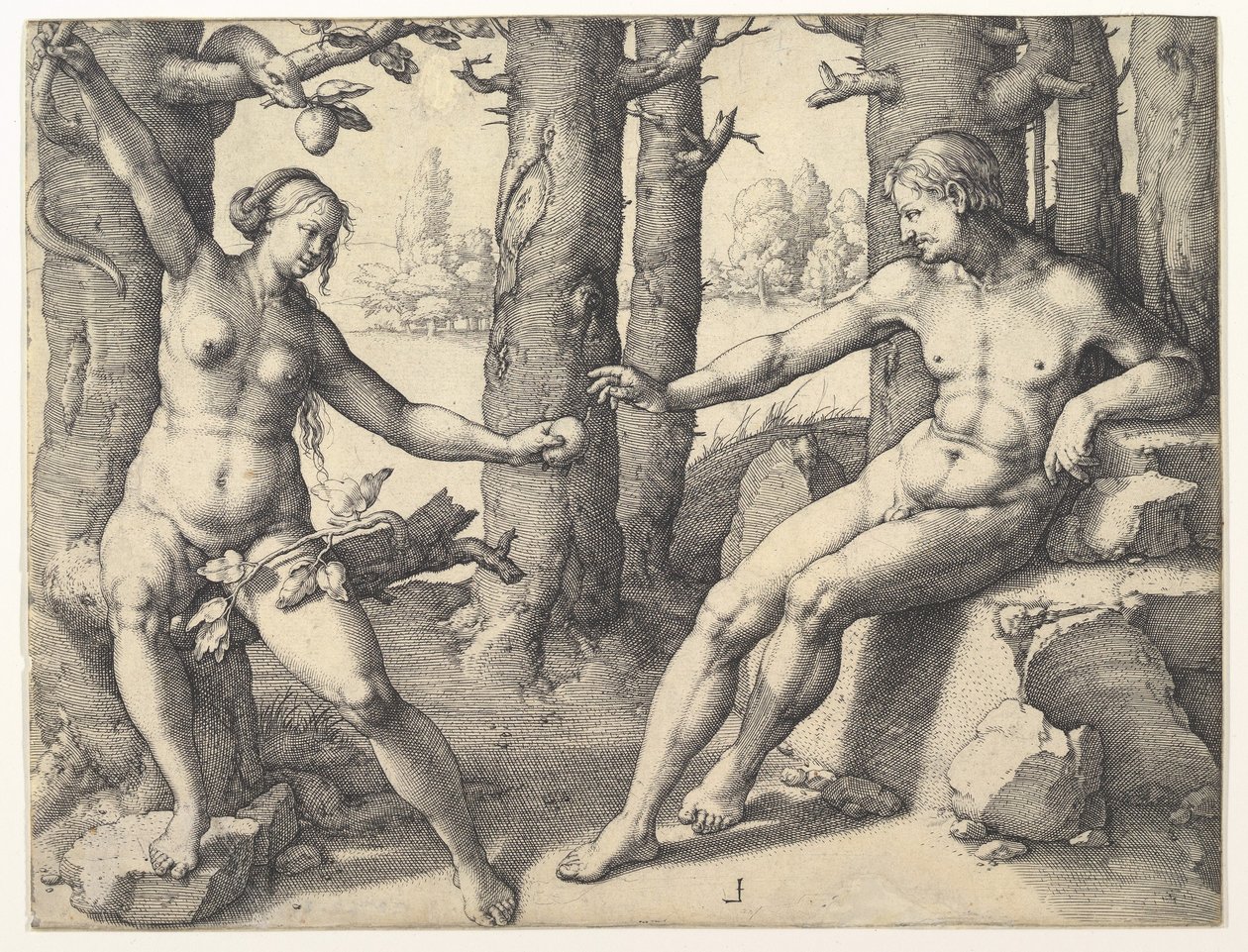 Ihmisen kukistuminen, 1530. tekijältä Lucas van Leyden