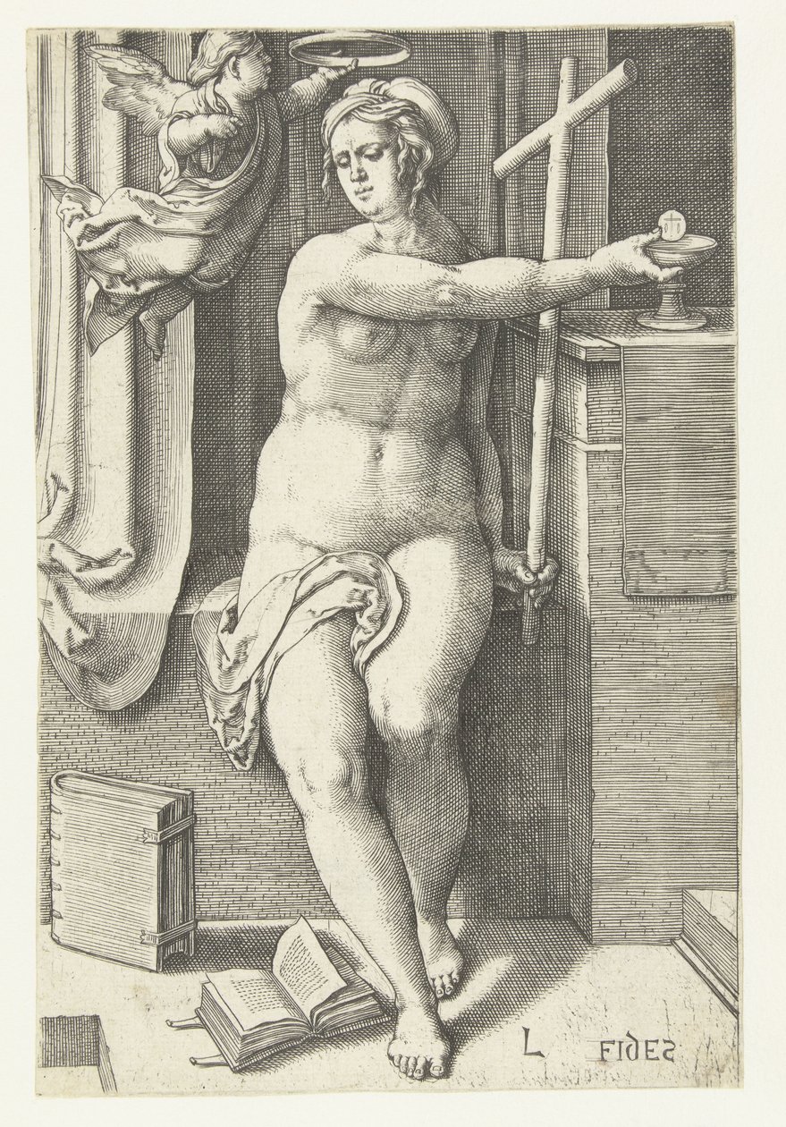 Usko Fides (otsikko objektissa) Seitsemän hyvettä (sarjan nimi) tekijältä Lucas van Leyden