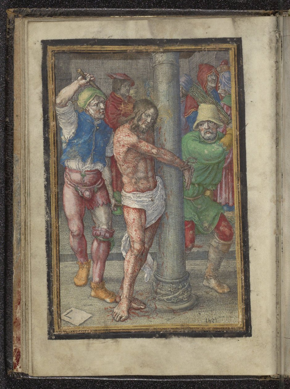 Ruoskiminen Passion of Christ (sarjan nimi) tekijältä Lucas van Leyden