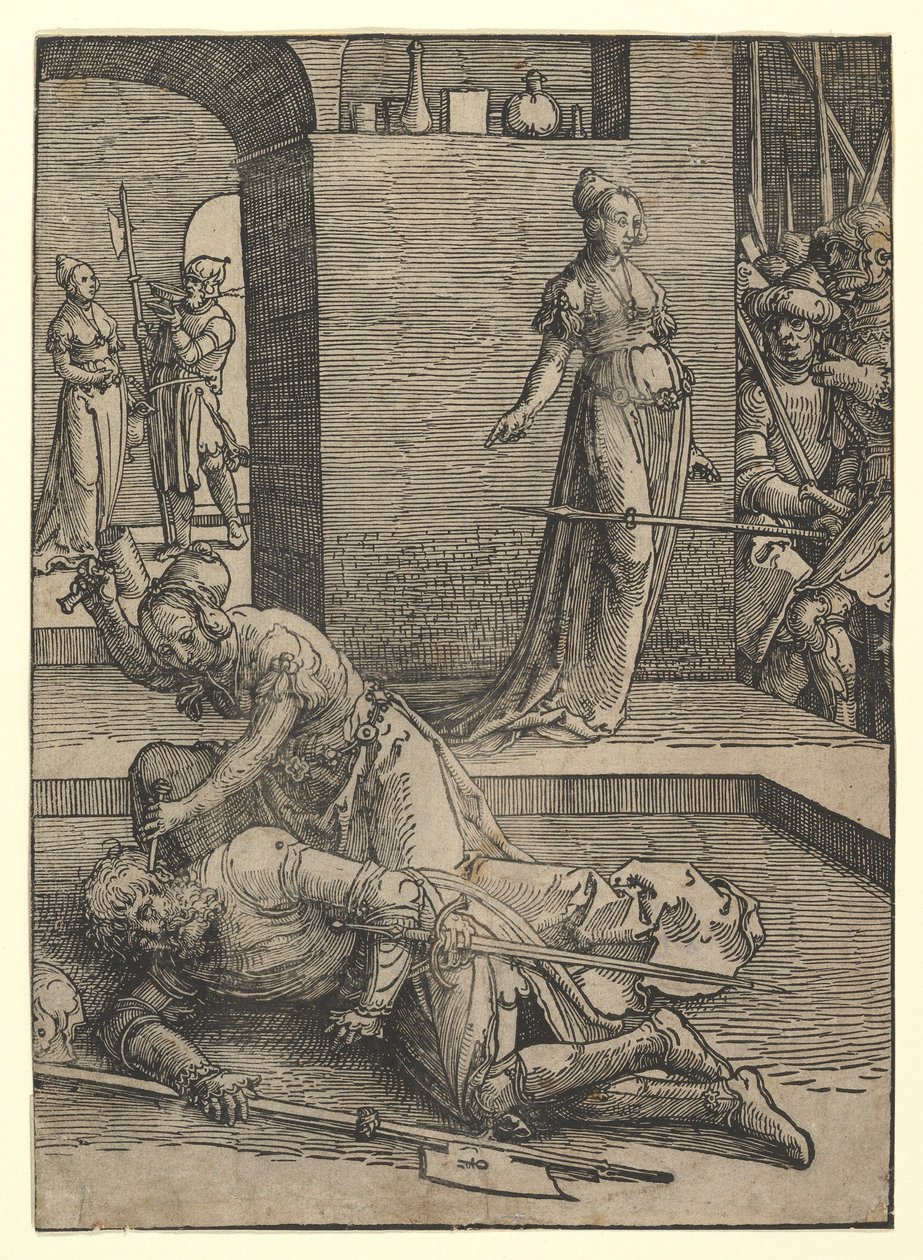 Jael Killing Sisera, ilman koristekehystä, 1517. tekijältä Lucas van Leyden