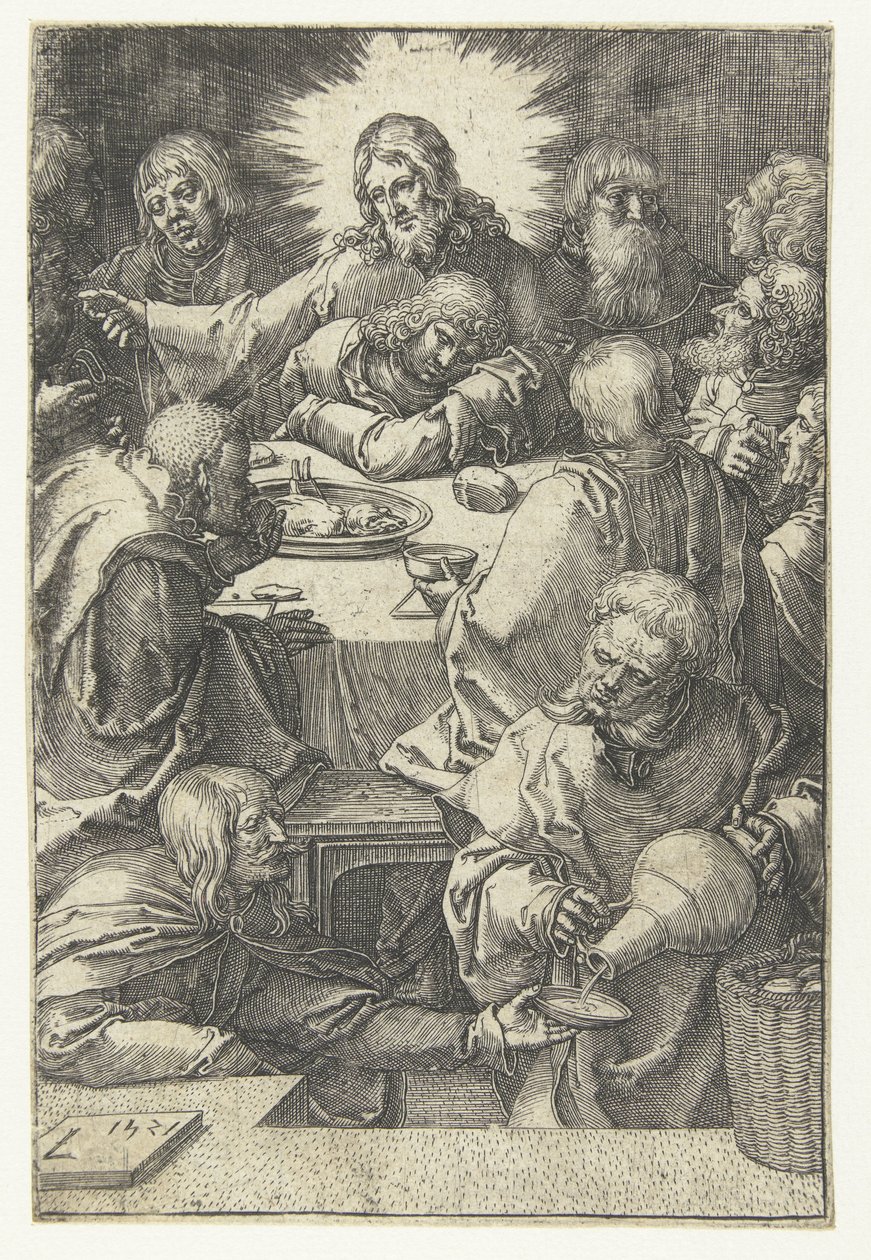Viimeinen ehtoollinen The Little Passion (sarjan nimi) tekijältä Lucas van Leyden