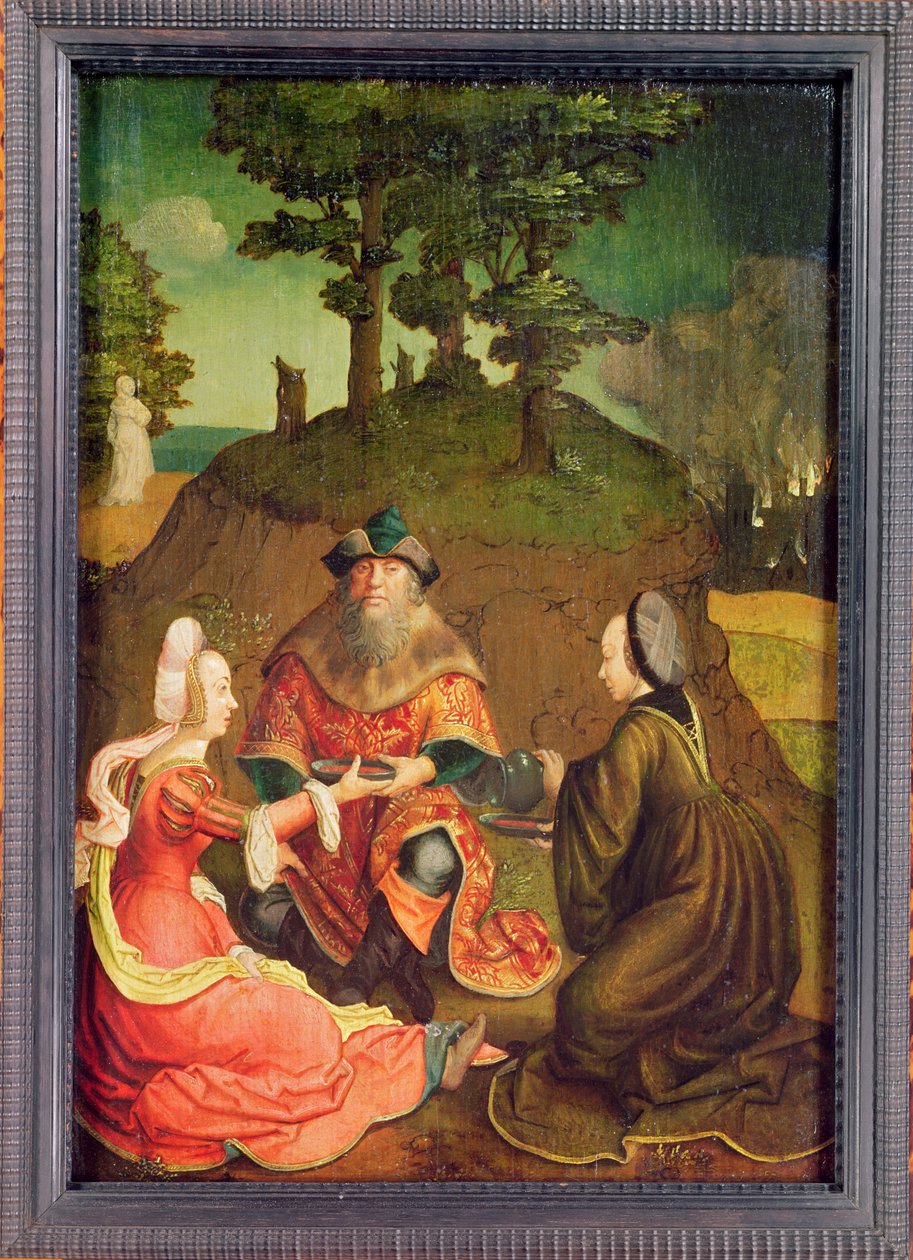 Lootin tyttäret juottavat isänsä Viiniä, n. 1508-1515 (öljy tammella) tekijältä Lucas van Leyden