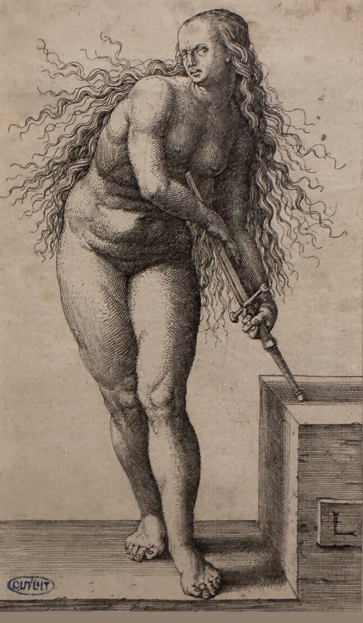 Lucretian itsemurha vuosina 1514-1515 (kaiverrus). tekijältä Lucas van Leyden