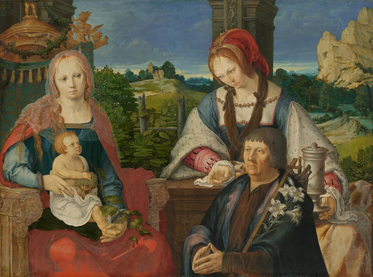 Maria ja lapsi, pyhä Maria Magdalena ja lahjoittaja (irrotettu ulkopuoli, inventaarionumero 7713) tekijältä Lucas van Leyden
