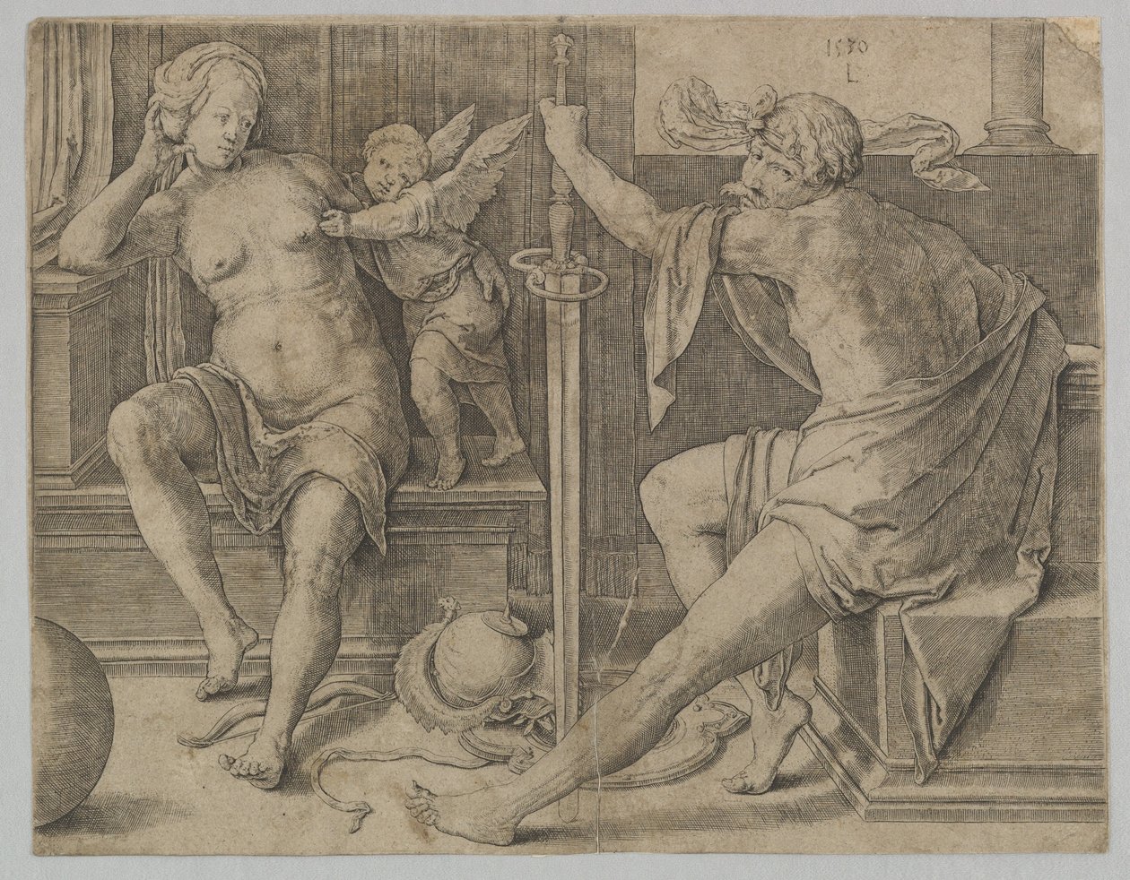 Mars, Venus ja Cupid, 1530. tekijältä Lucas van Leyden