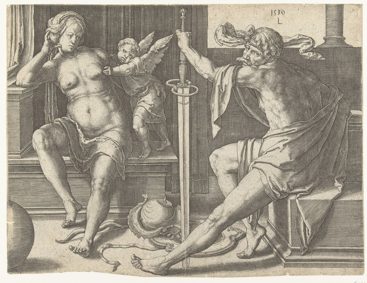 Mars, Venus Cupidossa tekijältä Lucas van Leyden