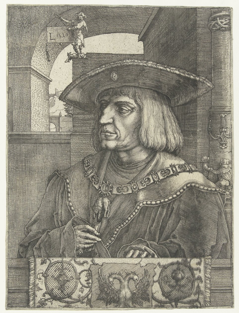 Keisari Maximilian I:n muotokuva tekijältä Lucas van Leyden