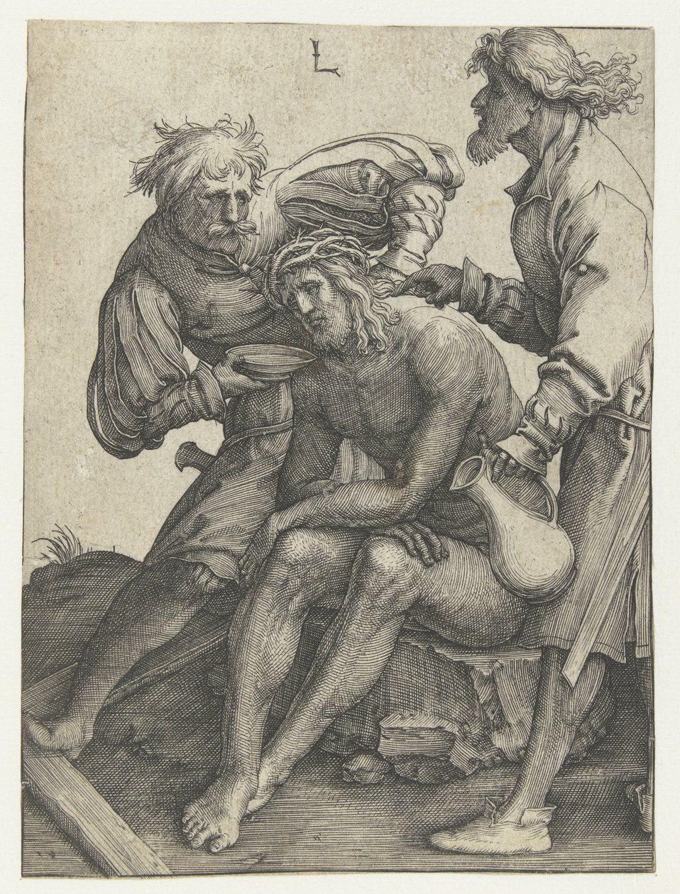 Sotilaat antavat Kristukselle juotavaa tekijältä Lucas van Leyden